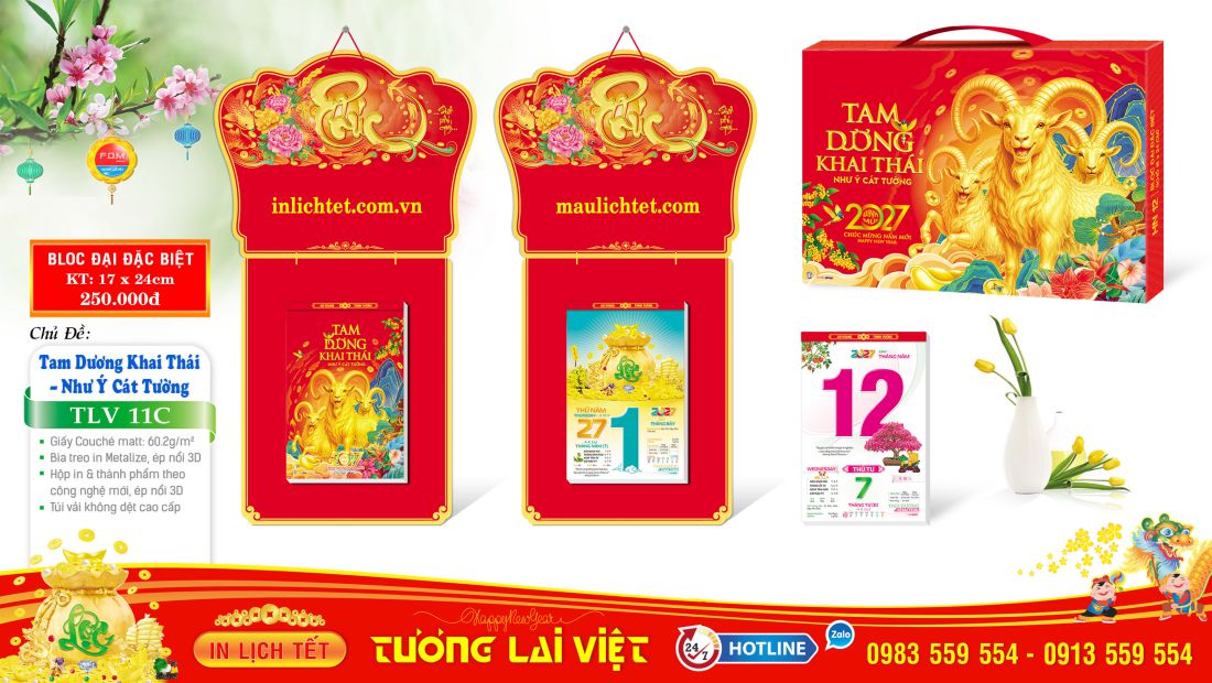 Lịch bloc đại 17x24 Khai Xuân Đại Cát