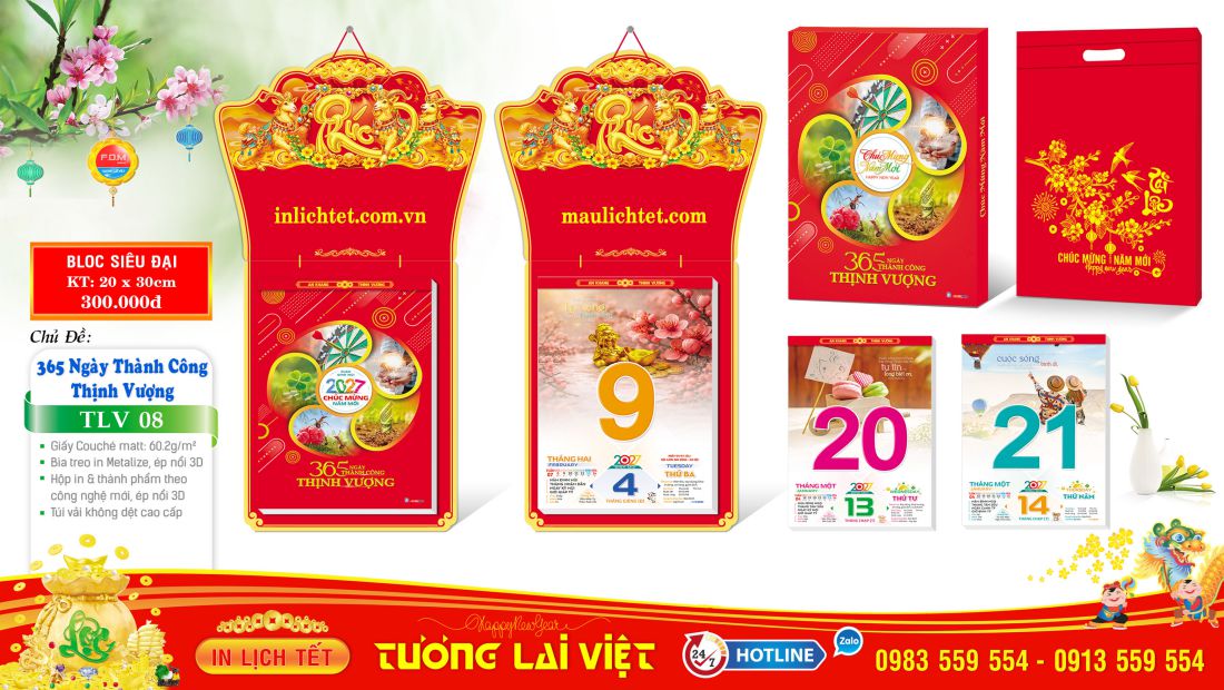 Lịch bloc siêu đại 20x30 Xuân Thịnh Vượng